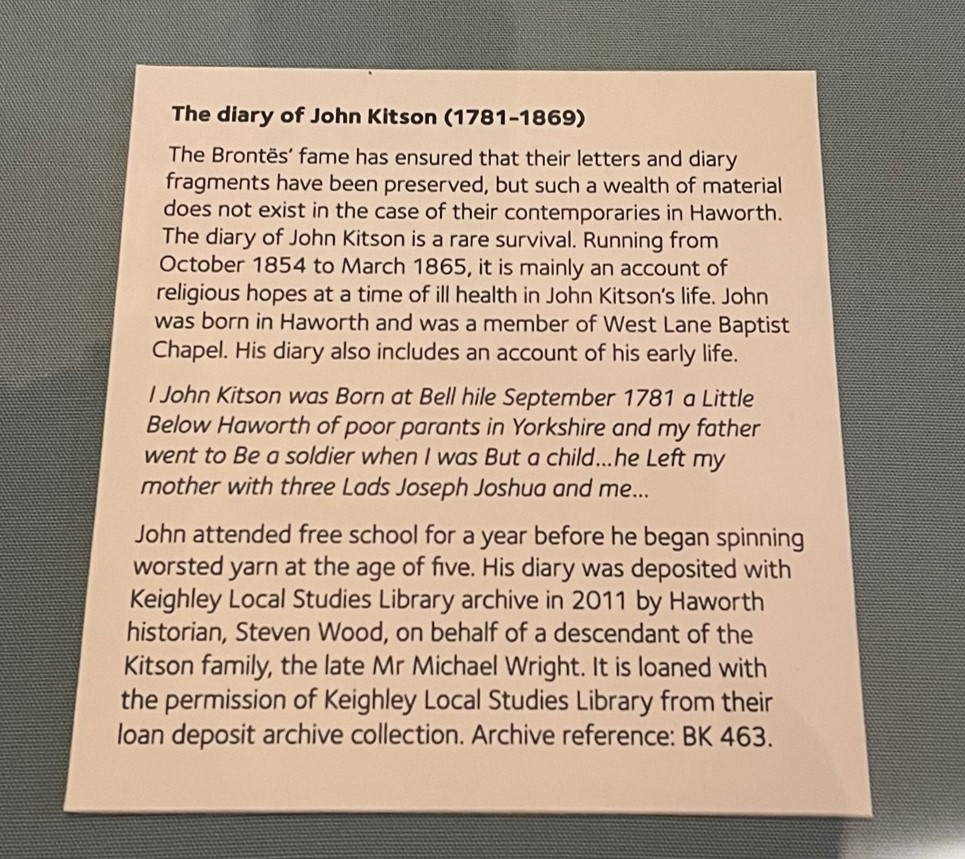 Explanation panel for The John Kitson Diary. 